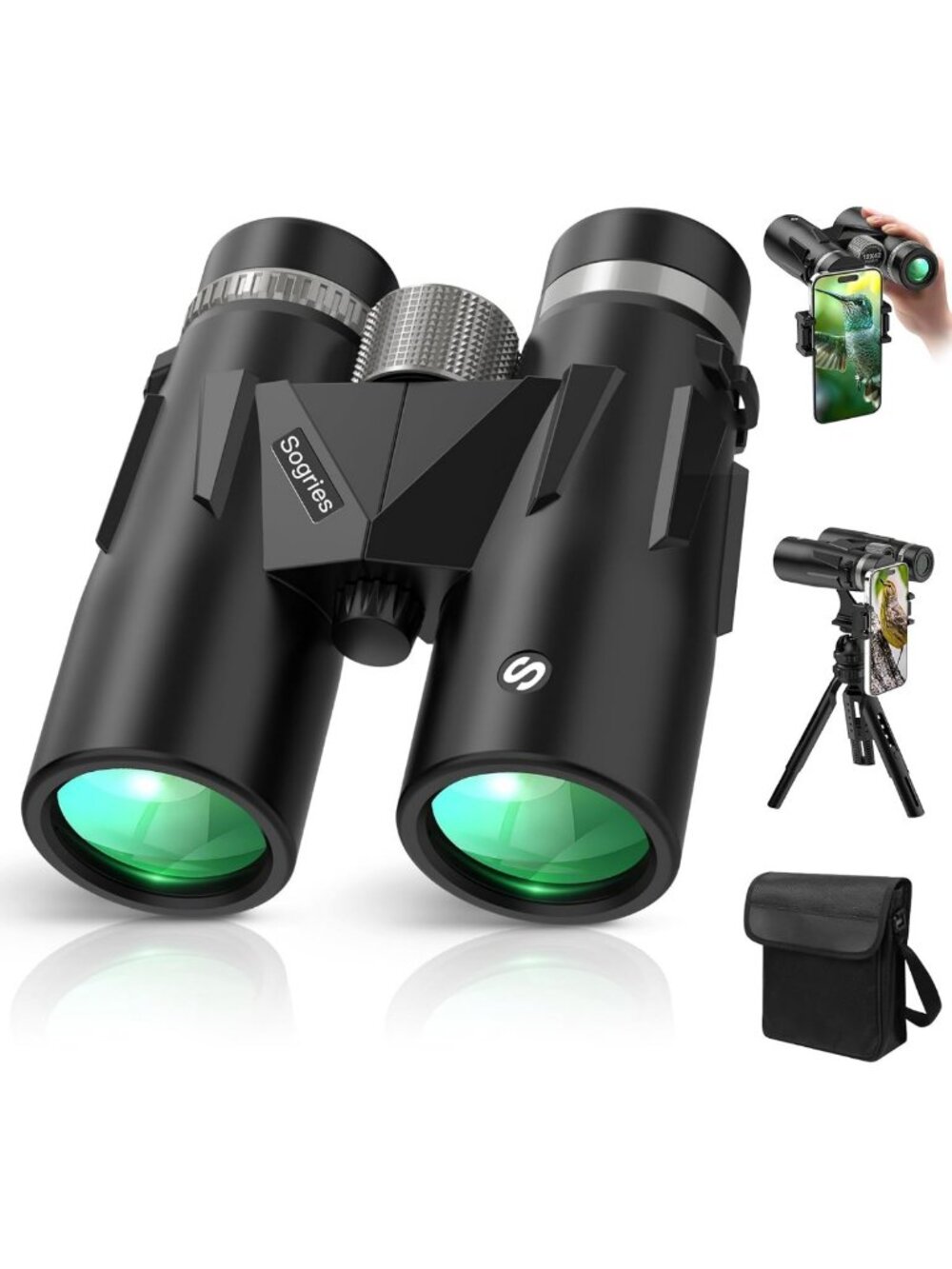 High-Power 12x42 HD Binoculars with Phone Adapter & Tripod for Outdoor